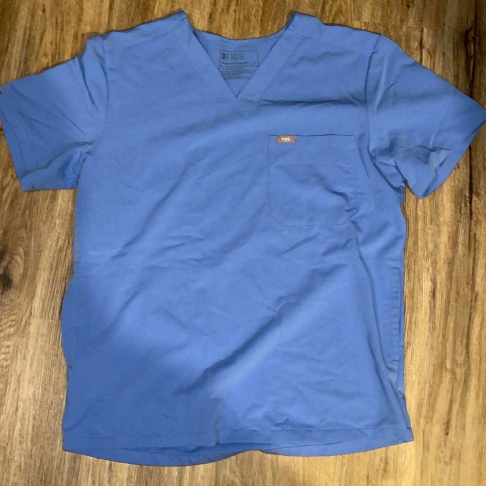 Figs Blue Mens Medium Scrub Top.